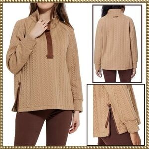 Lysse Iris Quilted Tan Long Sleeve Top Small
